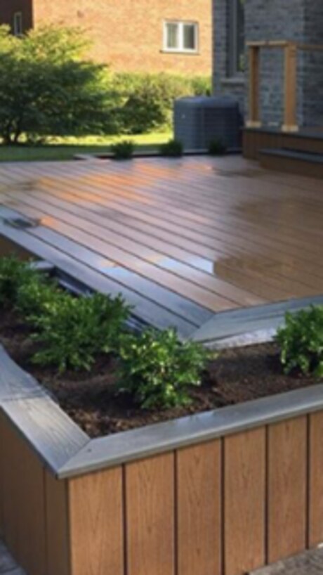 Multi-level deck with built-in planters