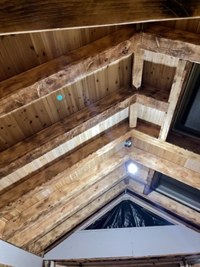 Vaulted ceiling with skylights